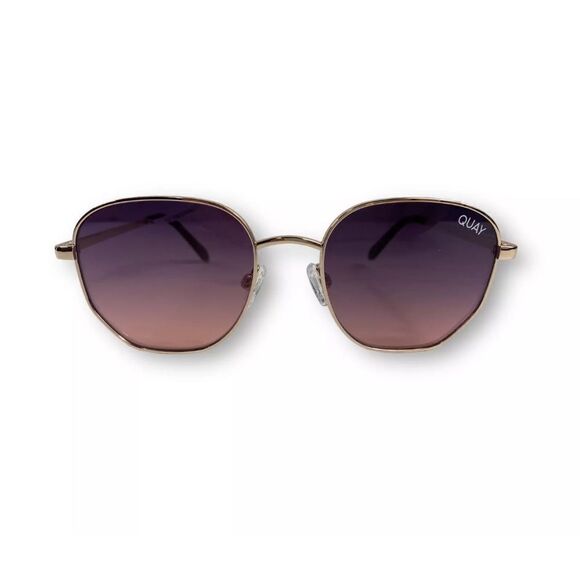 NWT Quay Australia Big Time Round Sunglasses Rose Navy & Quay Plastic Case main image 6